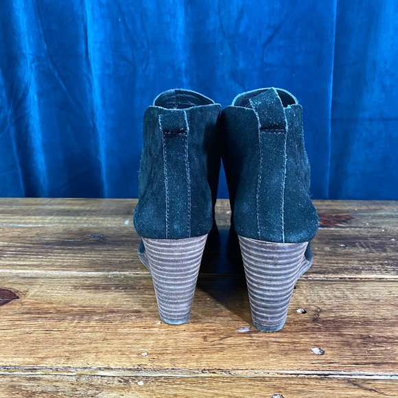 Lucky Brand Black Suede Yoniana Wedge Ankle Bootie Size 8.5M - Picture 5 of 11